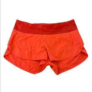Red lululemon speed up shorts